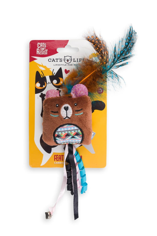 Cat's Life | Indie Square Bear Cat Toy with Feather