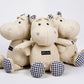 Henny the hippo plush dog toy - trio together in beige 