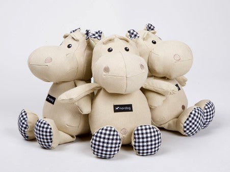 Henny the hippo plush dog toy - trio together in beige 