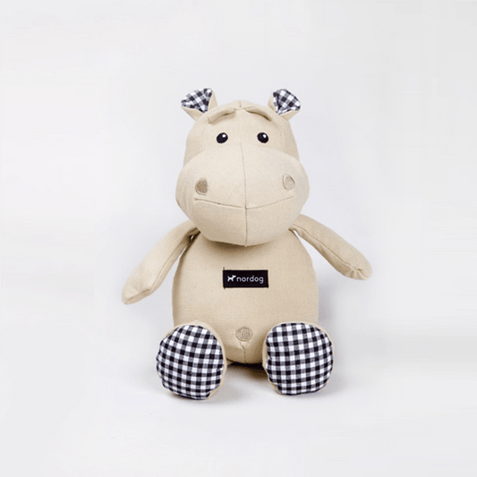 Henny the Hippo plush dog toy - beige Front view 