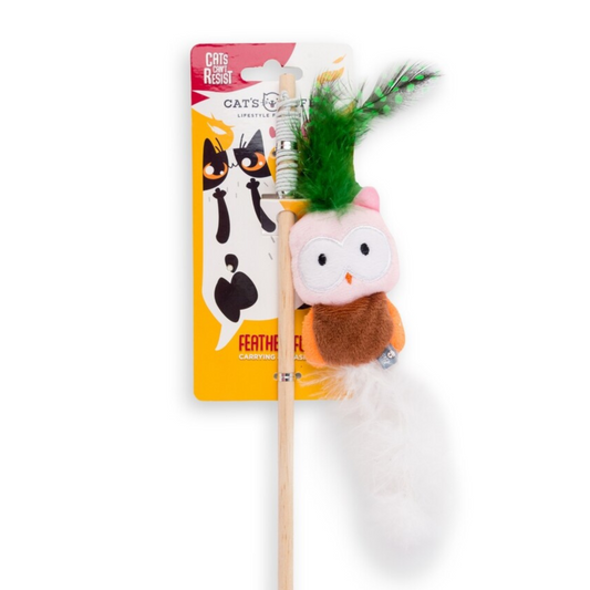 Cat's Life | Dangler Owl With White Feather - Cat Toy