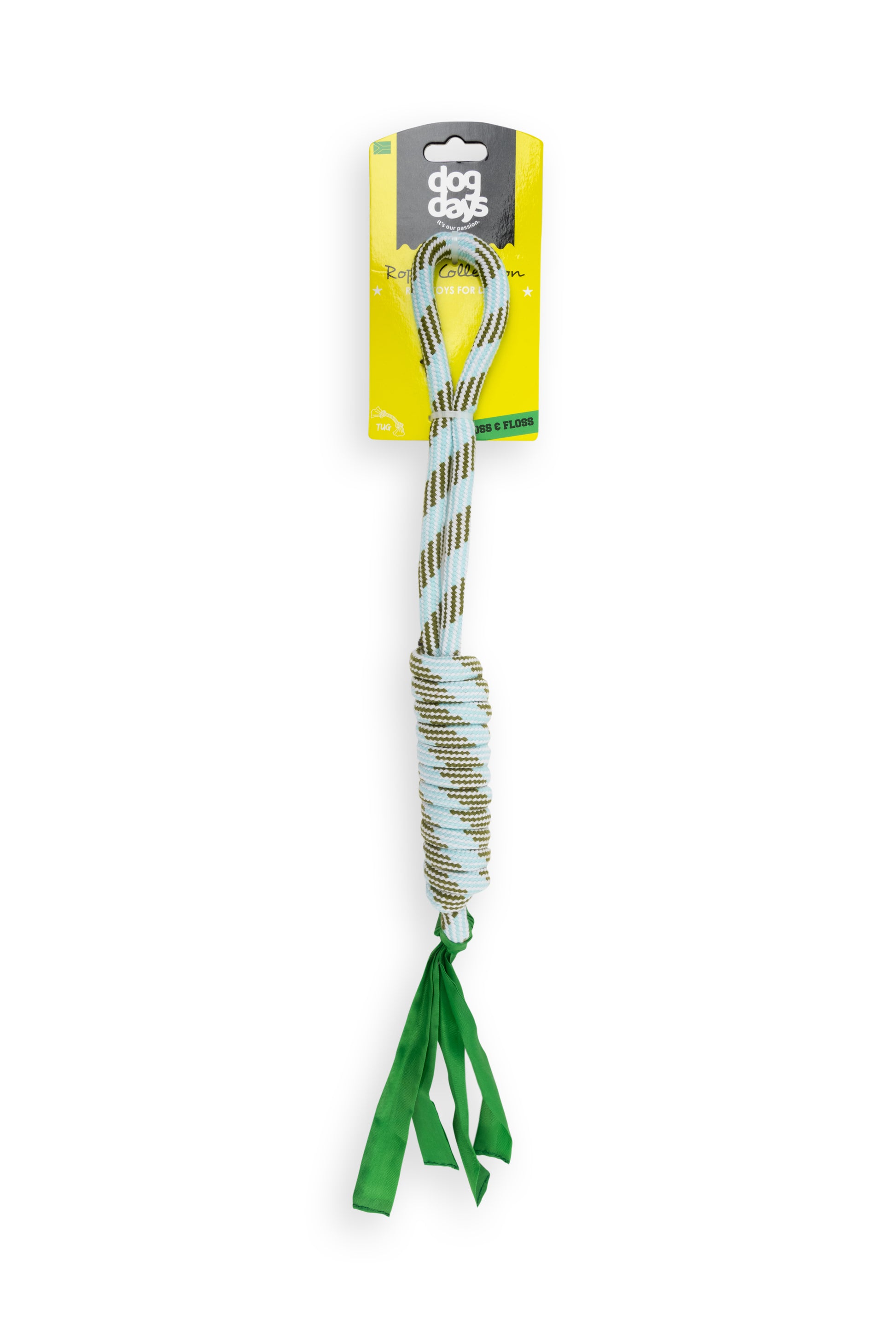 Rope Dog Toy with Tassel Blue and Green 